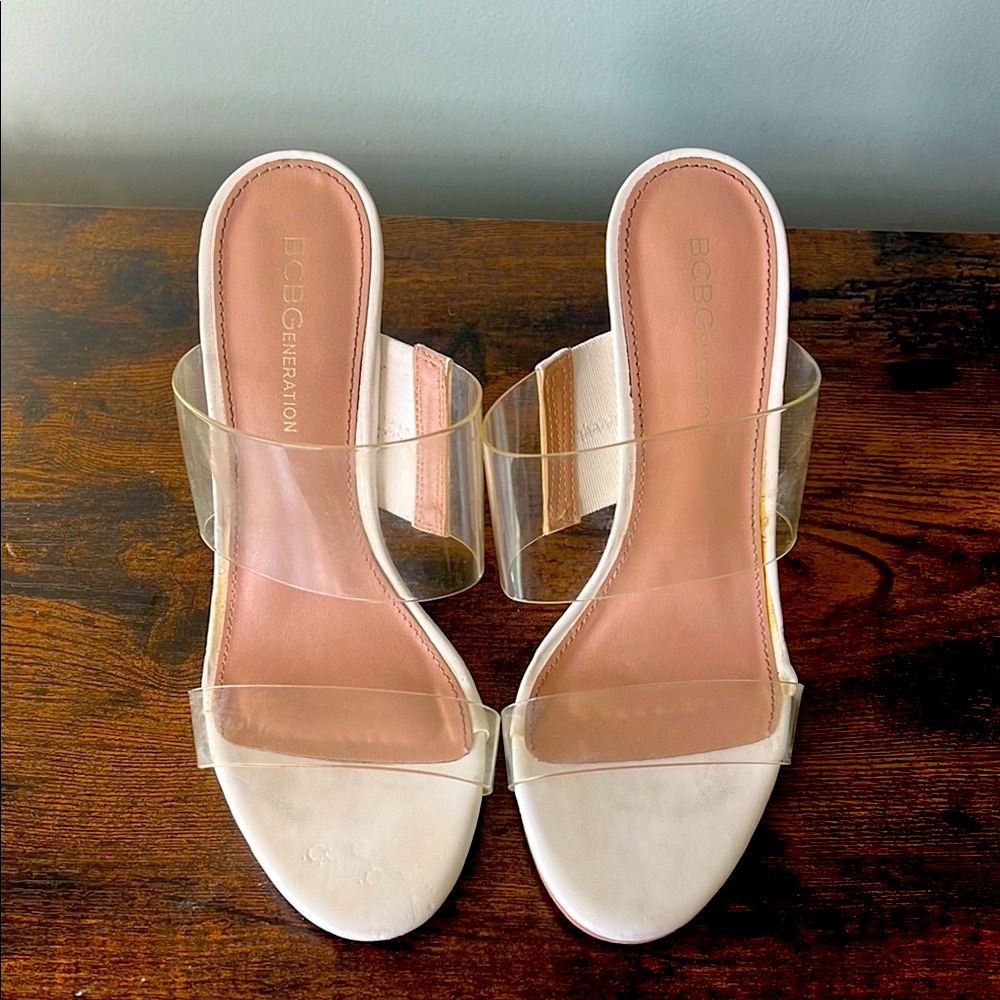 BCBGeneration Women's Clear Strap Sandals - White